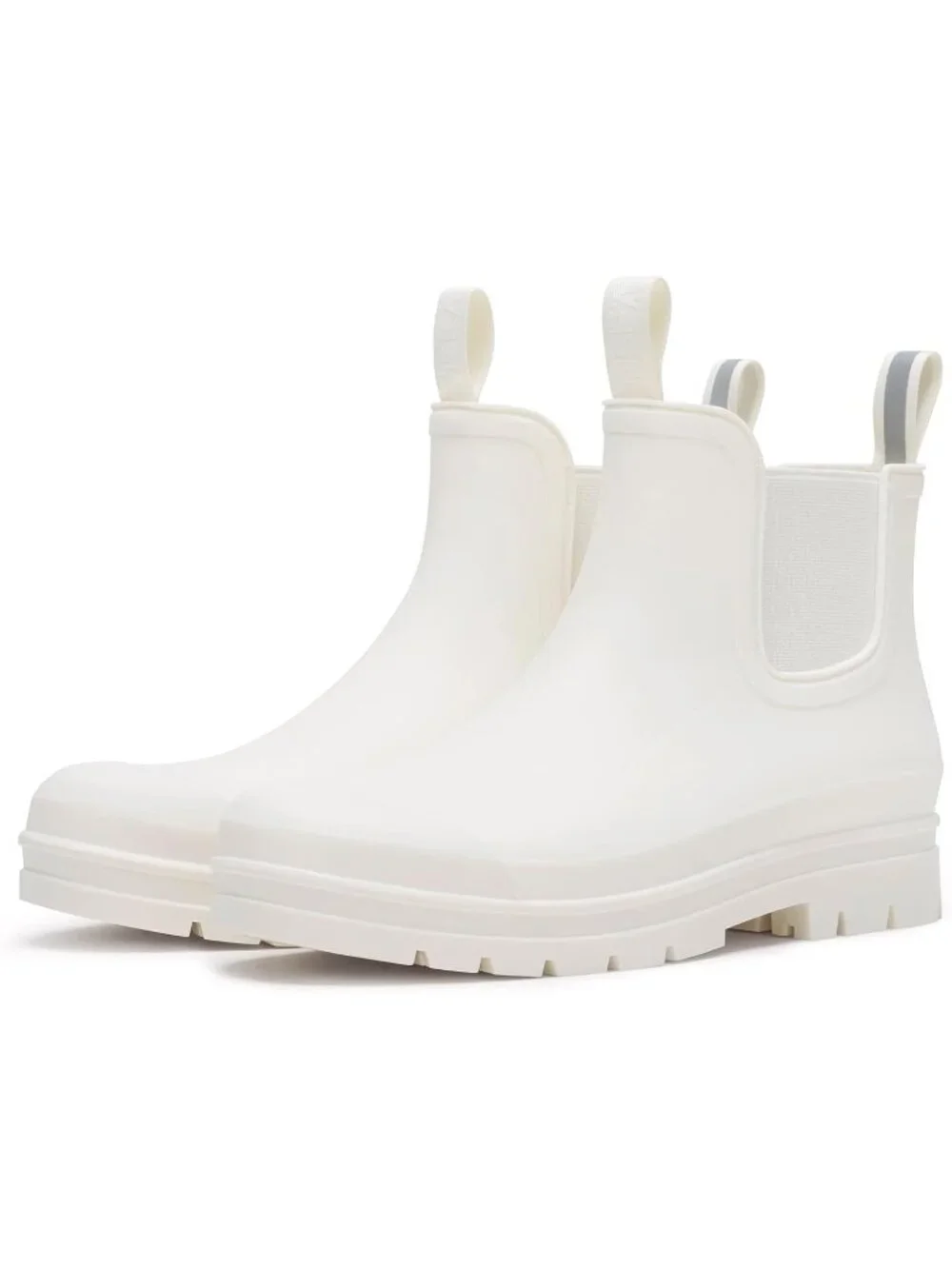 Women's White Short Rain Boots Waterproof Ankle Chelsea Boots Non-Slip Matte PVC